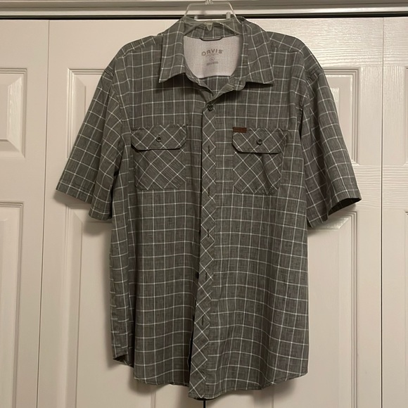 Orvis Shirt Mens XL Gray White Plaid Button Down Short Sleeve Fishing Casual. - Picture 2 of 10